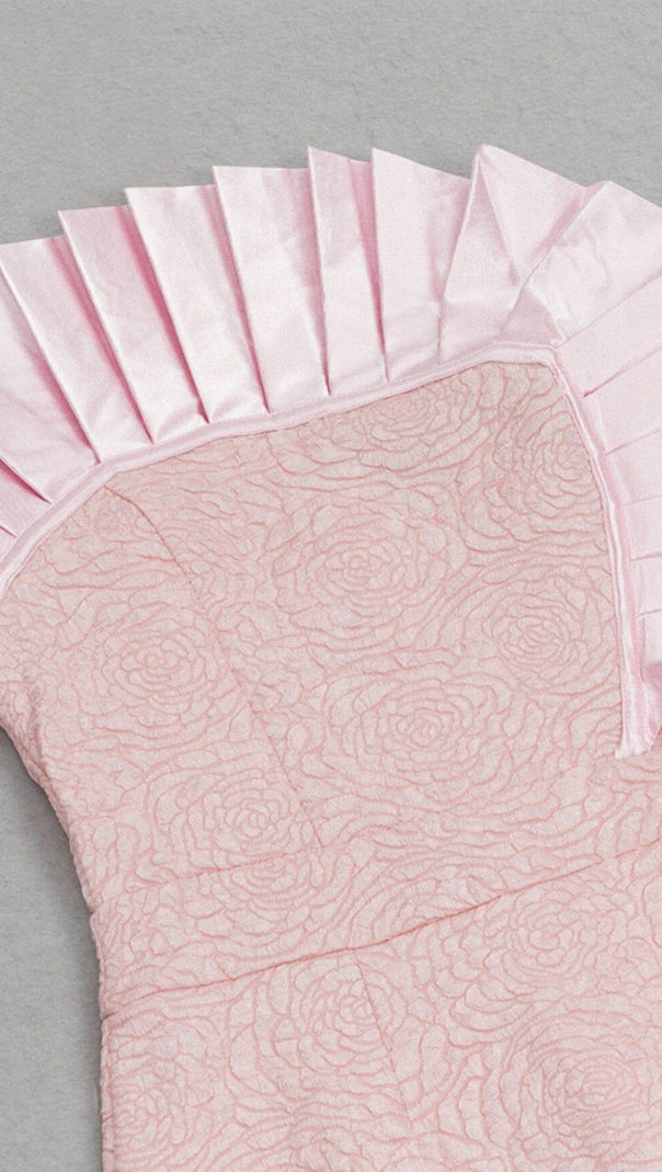 AIIZIE BODYCON RUFFLE DETAIL MIDI DRESS IN PINK - product image