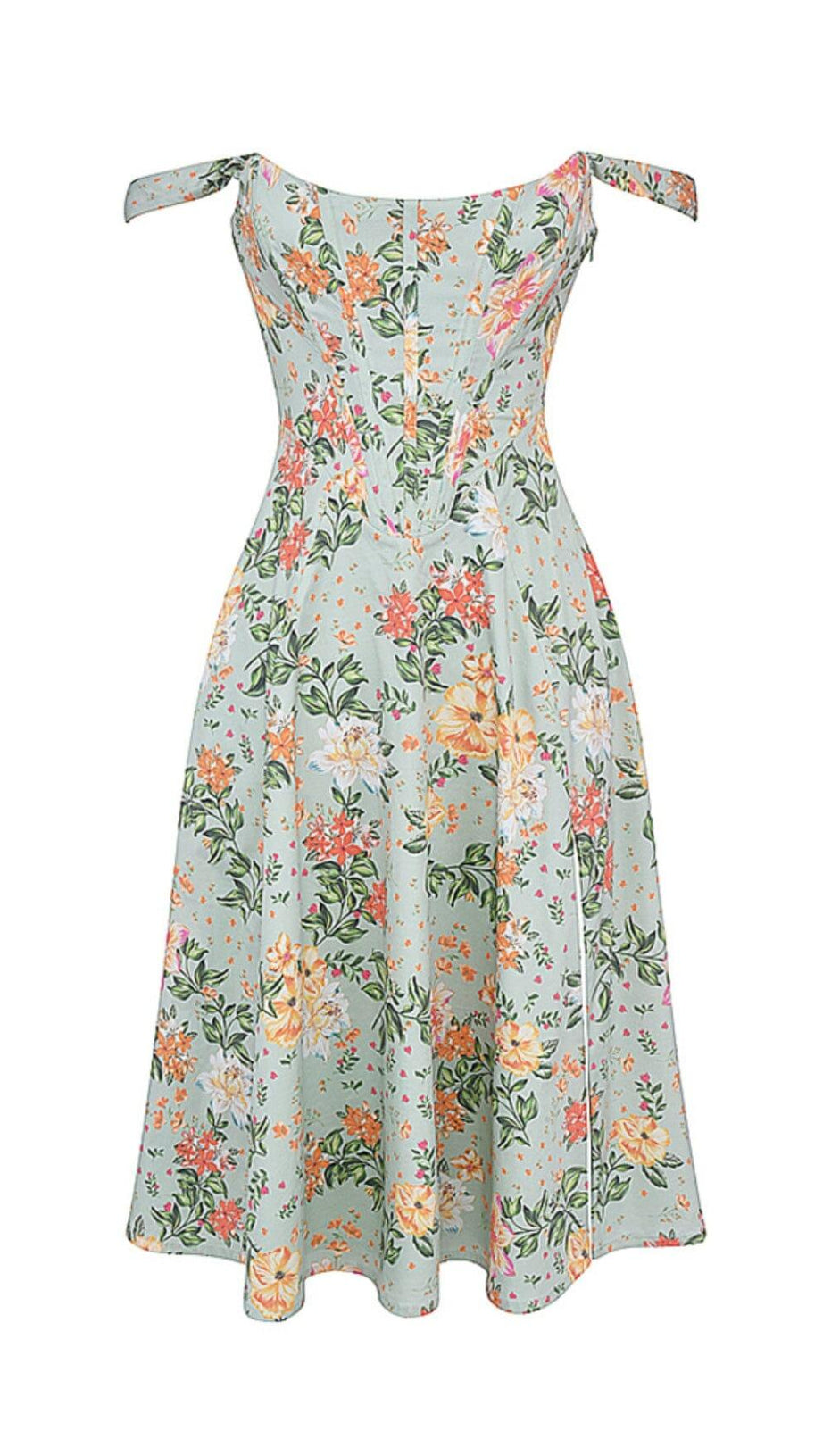 LIGHT JADE PRINT MIDI SUNDRESS