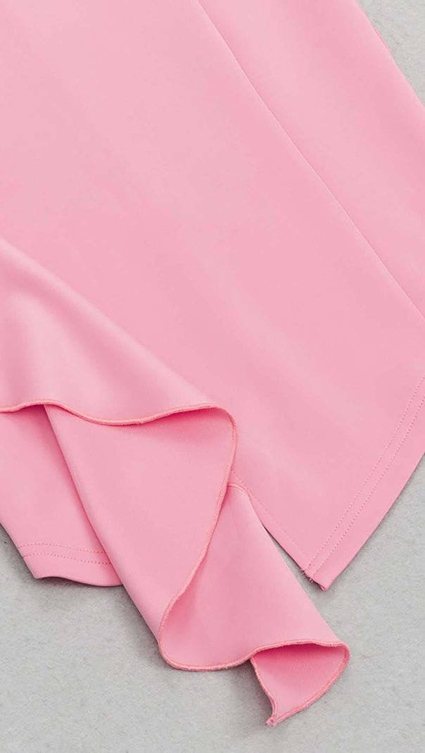 AIIZIE BODYCON RUFFLE MIDI DRESS IN PINK - product image