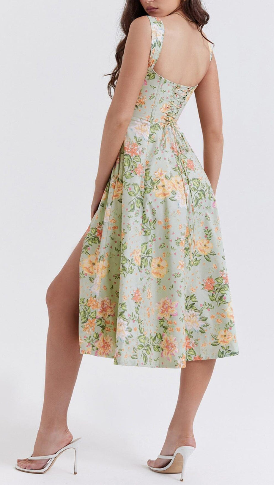 LIGHT JADE PRINT MIDI SUNDRESS