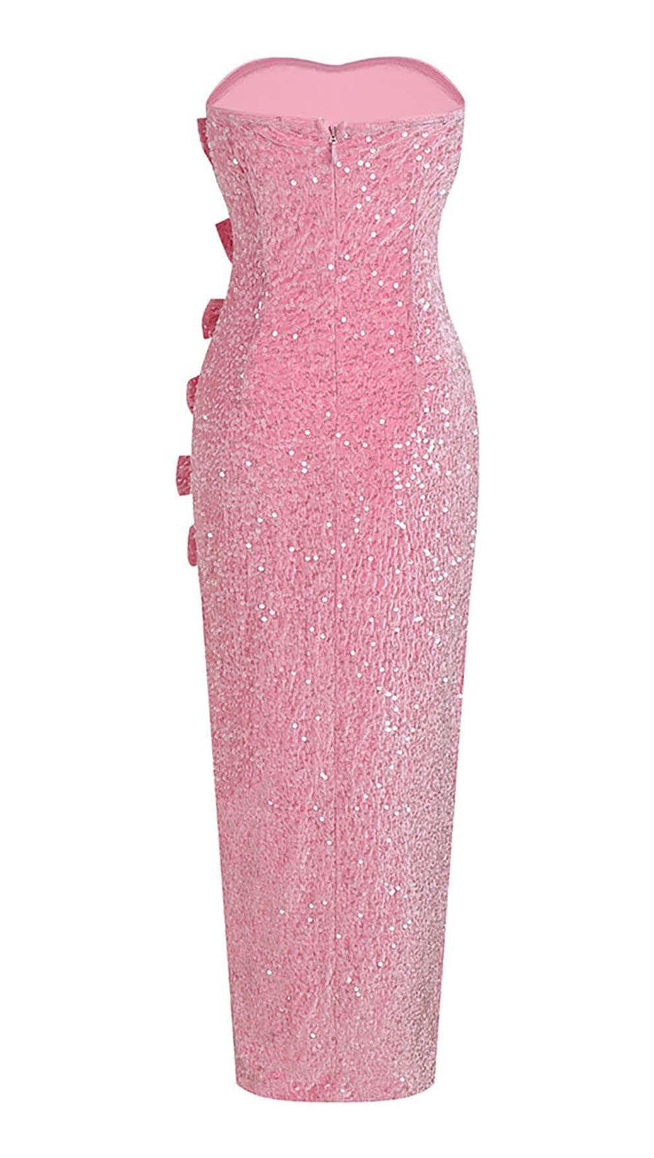 BOW DETAIL SEQUIN MAXI DRESS IN PINK