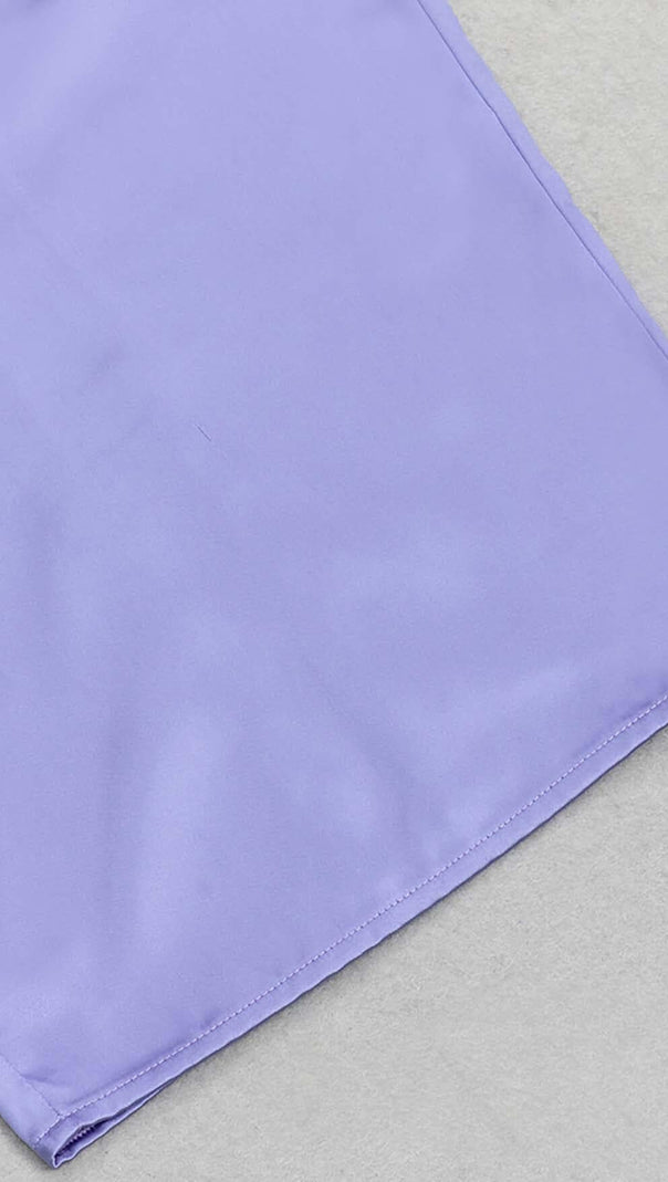 AIIZIE COWL NECK SATIN SPLIT THIGH MIDI DRESS IN ORCHID - product image