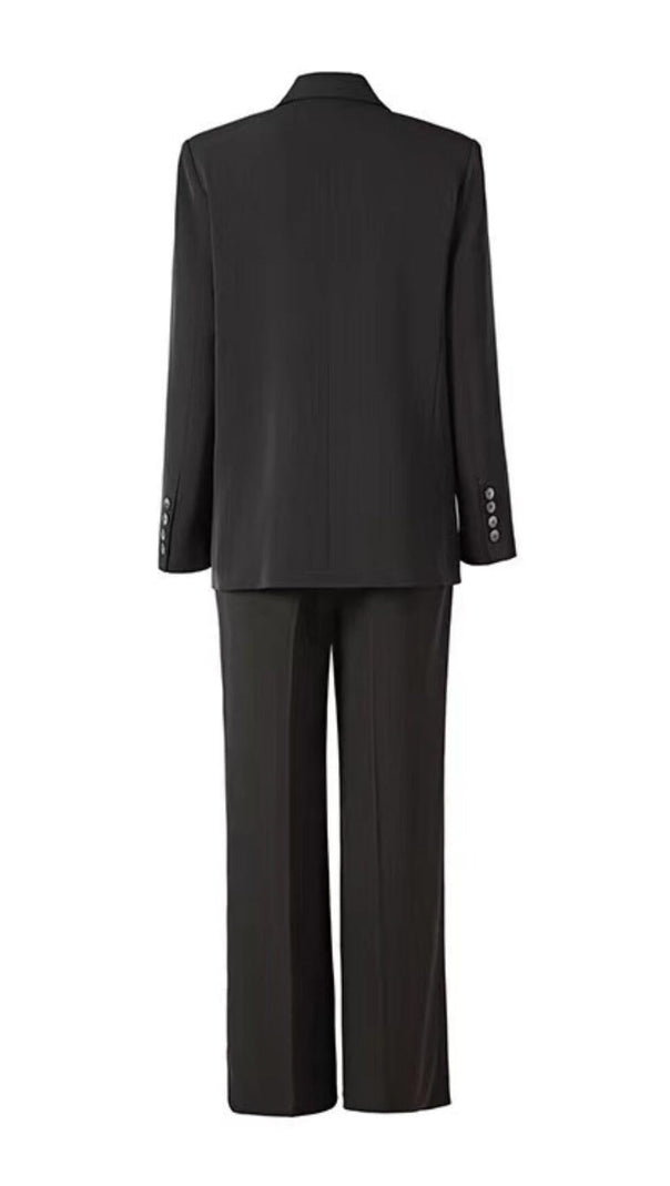 AIIZIE CRYSTAL EMBELLISHED CREPE SUIT SET IN BLACK - product image