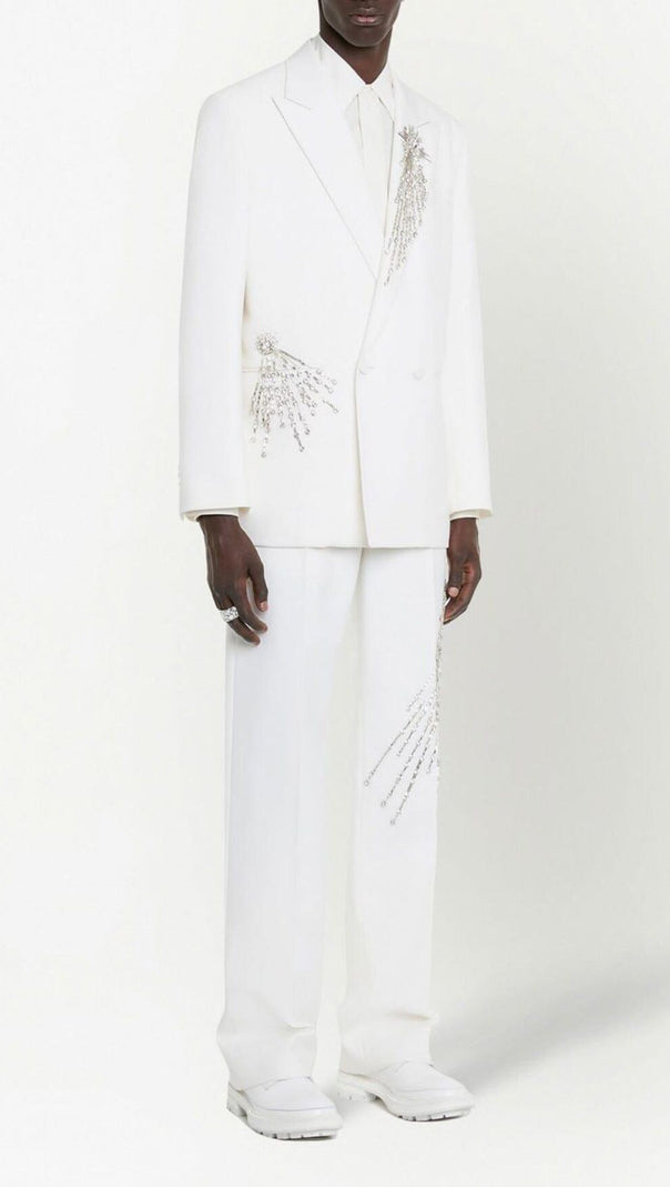 AIIZIE CRYSTAL EMBELLISHED CREPE SUIT SET IN WHITE - product image