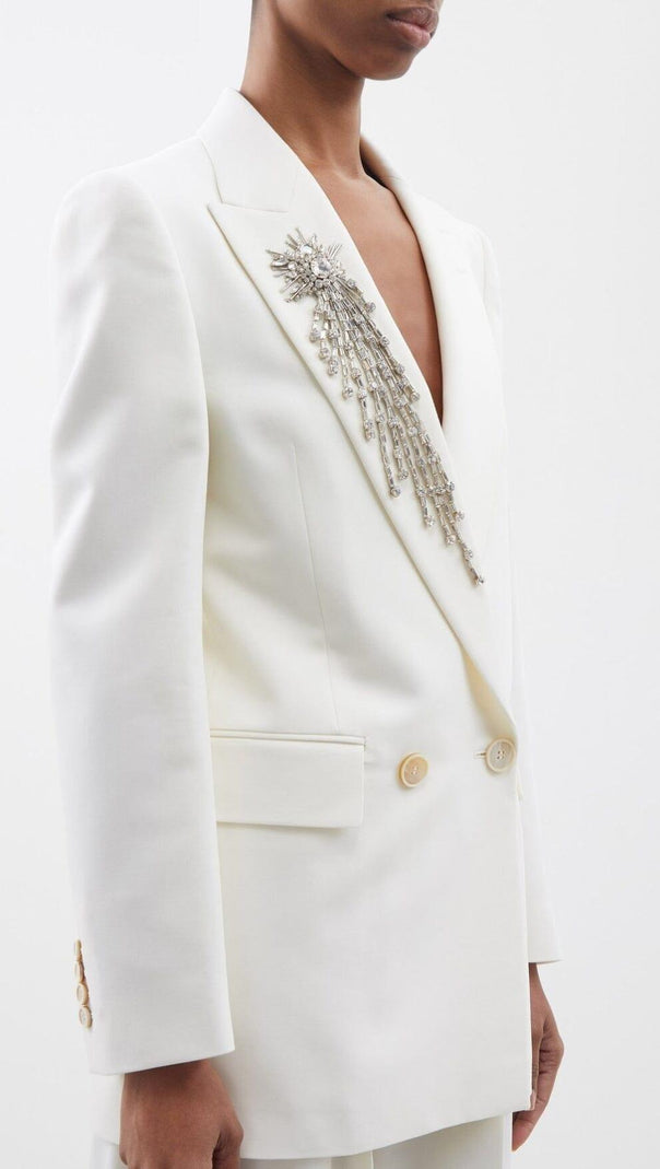 AIIZIE CRYSTAL EMBELLISHED CREPE SUIT SET IN WHITE - product image