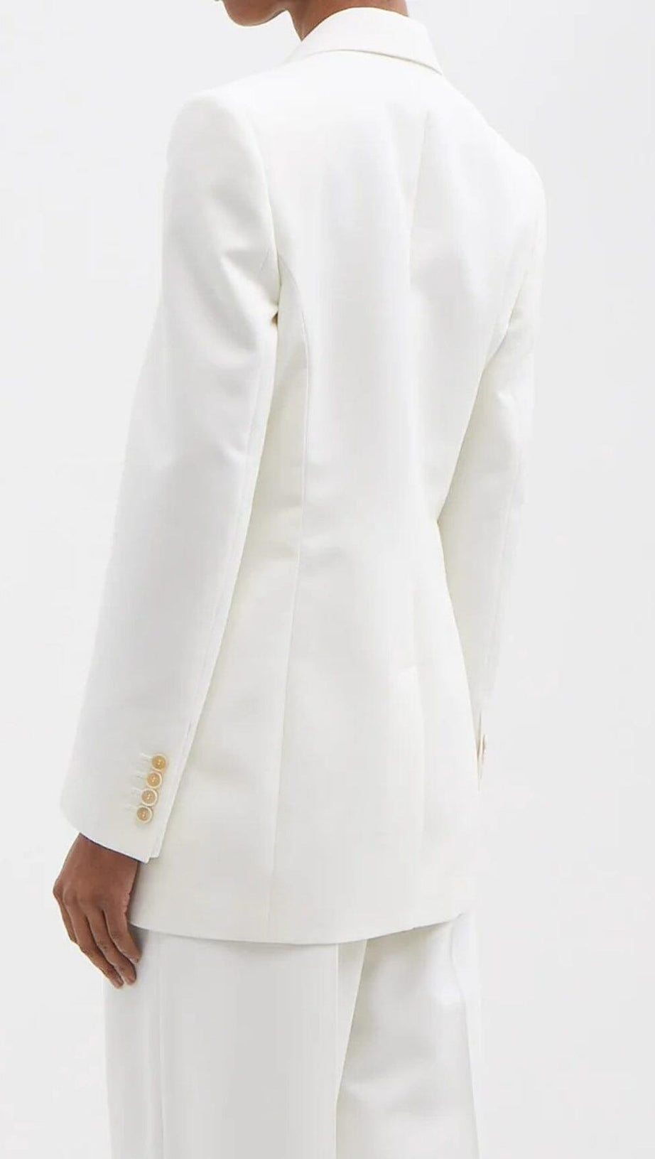 KRISTALLVERZIERTES ANZUGSET AUS CRÊPE IN WEISS