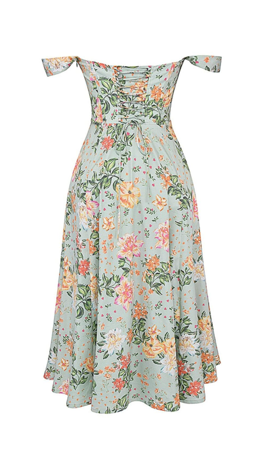 LIGHT JADE PRINT MIDI SUNDRESS