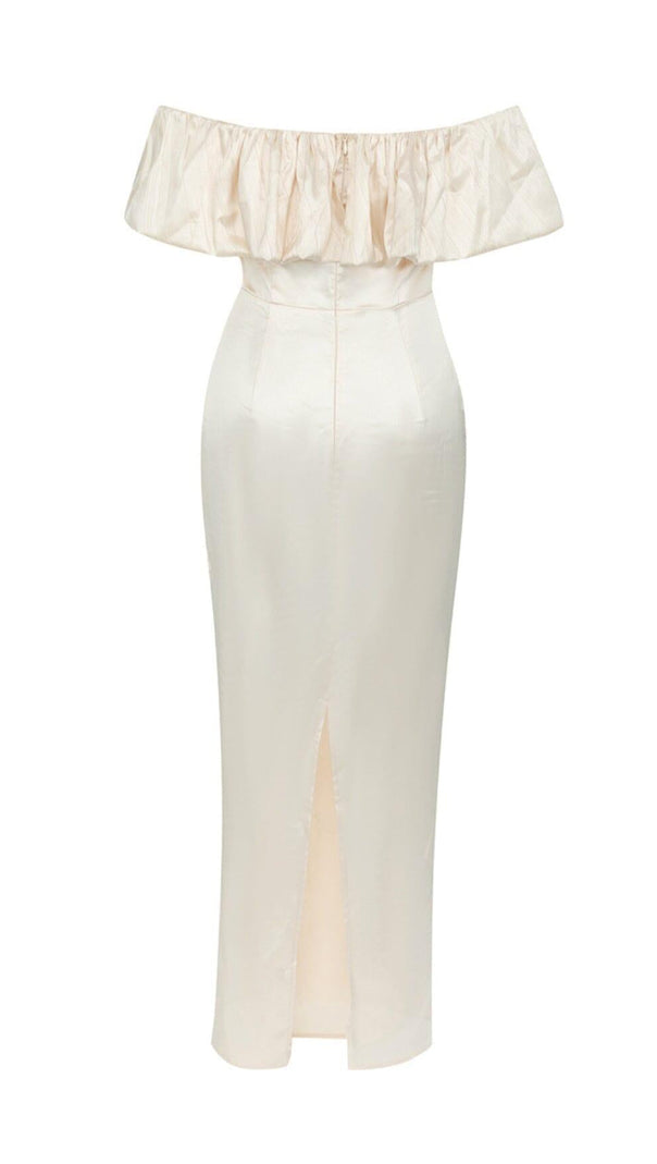 AIIZIE SOLID COLOR ONE-SHOULDER STRAPLESS PLEATED SILK HIP-HUGGING DRESS - product image