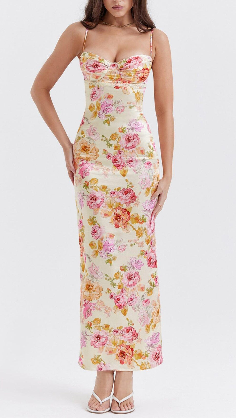 IVORY FLORAL MAXI DRESS
