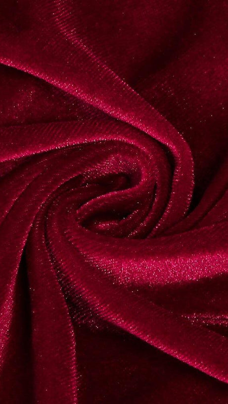 MIDIKLEID AUS SAMT MIT AUSSCHNITT IN WEINROT