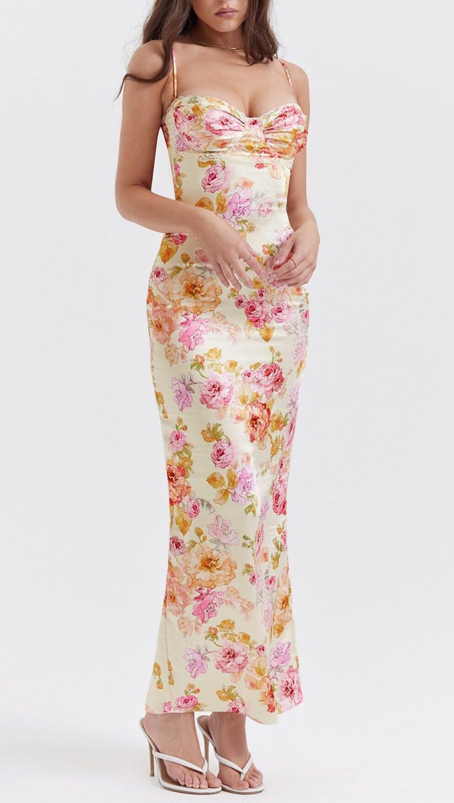 IVORY FLORAL MAXI DRESS