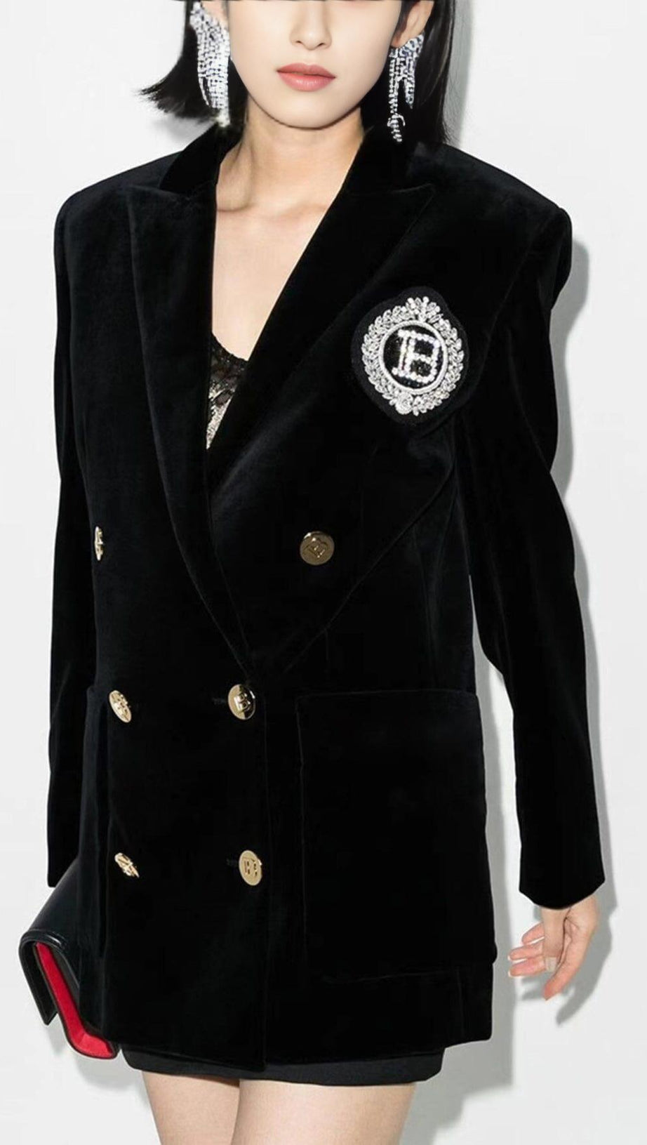 DOUBLE BREASTED BLAZER IN BLACK