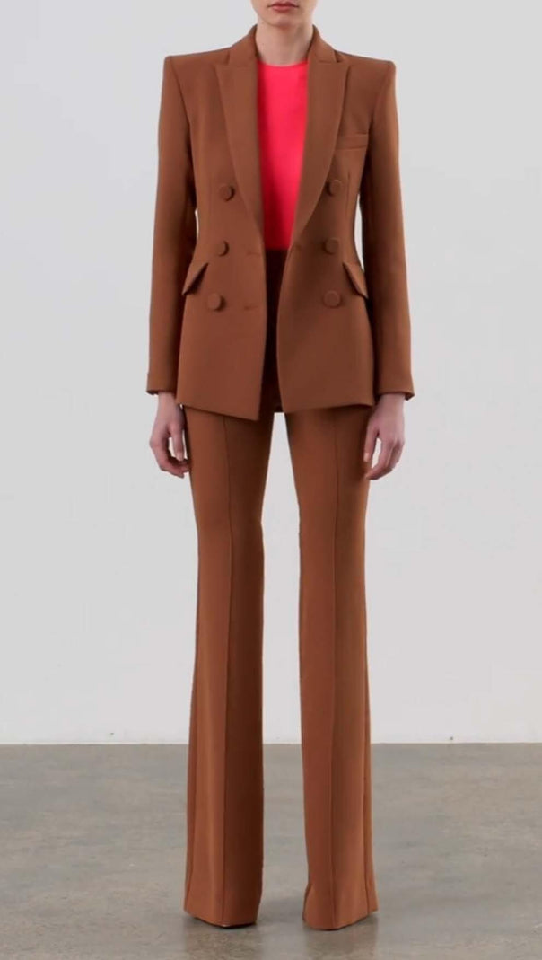 AIIZIE DOUBLE-BREASTED WIDE LEG JACKET SUIT IN BROWN - product image