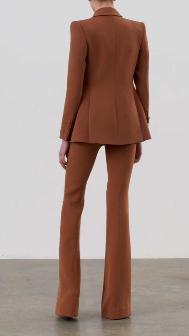 AIIZIE DOUBLE-BREASTED WIDE LEG JACKET SUIT IN BROWN - product image
