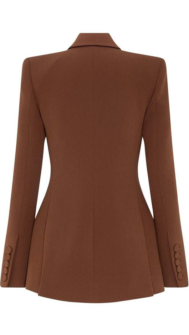 AIIZIE DOUBLE-BREASTED WIDE LEG JACKET SUIT IN BROWN - product image