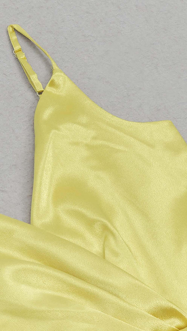 AIIZIE DRAPED DETAIL HIGH SLIT MAXI DRESS IN GOLD - product image