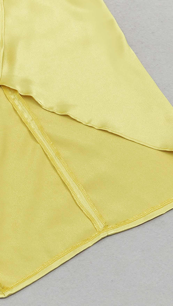 AIIZIE DRAPED DETAIL HIGH SLIT MAXI DRESS IN GOLD - product image