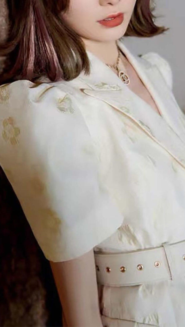 AIIZIE EMBROIDERED BUTTON JACKET DRESS IN WHITE - product image
