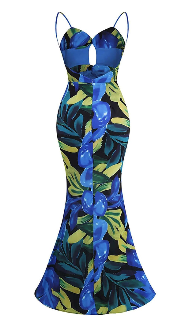 AIIZIE FLORAL BACKLESS MAXI DRESS IN BLUE - product image