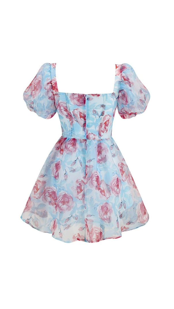 AIIZIE FLORAL CORSET MINI DRESS IN BLUE - product image