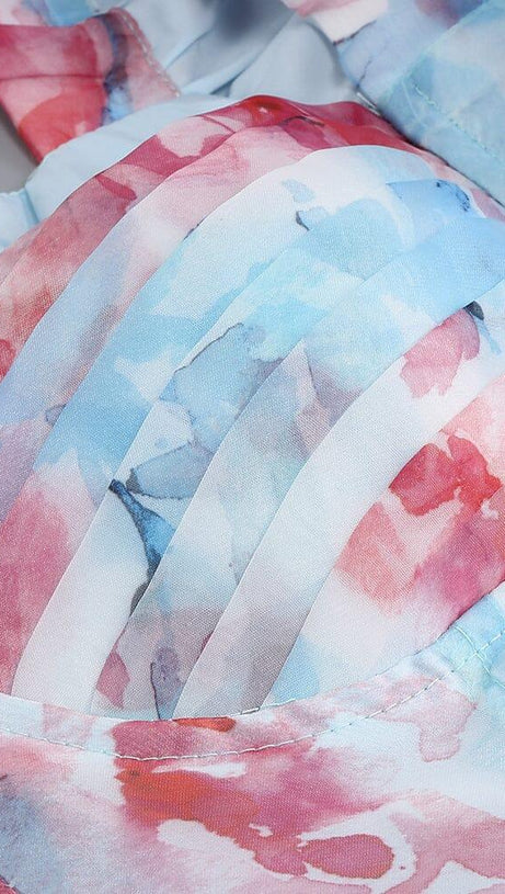 MINI ABITO CORSETTO FLOREALE BLU