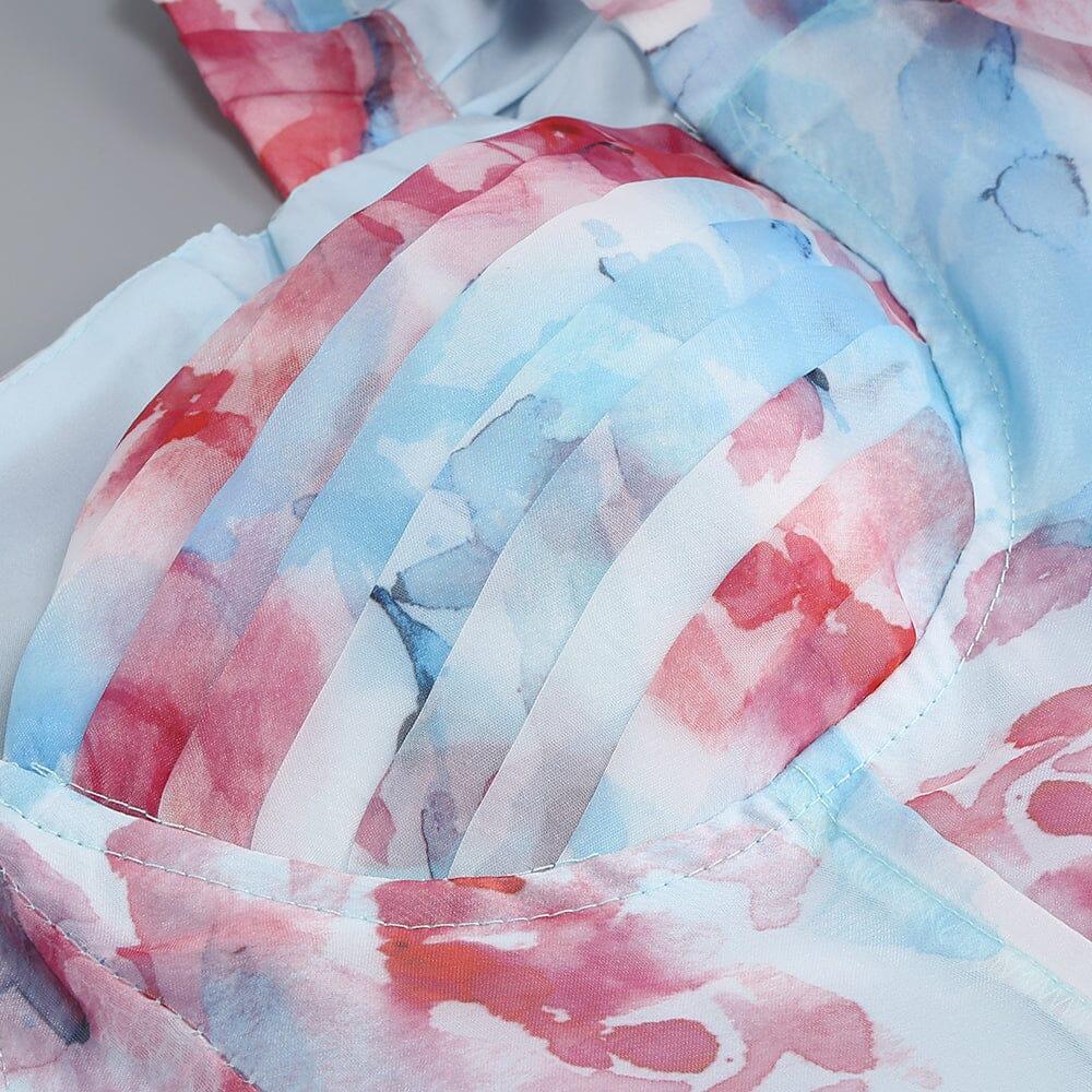 AIIZIE FLORAL CORSET MINI DRESS IN BLUE - product image