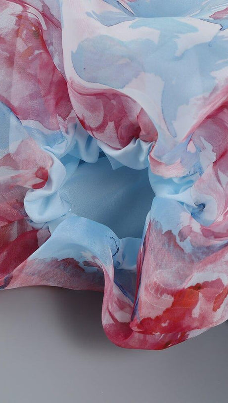 MINI ABITO CORSETTO FLOREALE BLU