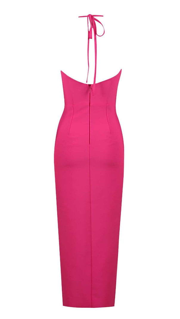 AIIZIE FLORAL EMBELLISHED SLIT MIDI DRESS IN PINK - product image