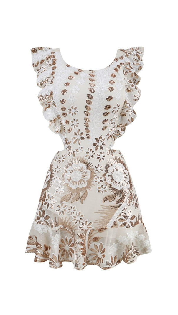 AIIZIE FLORAL LACE MINI DRESS IN WHITE - product image
