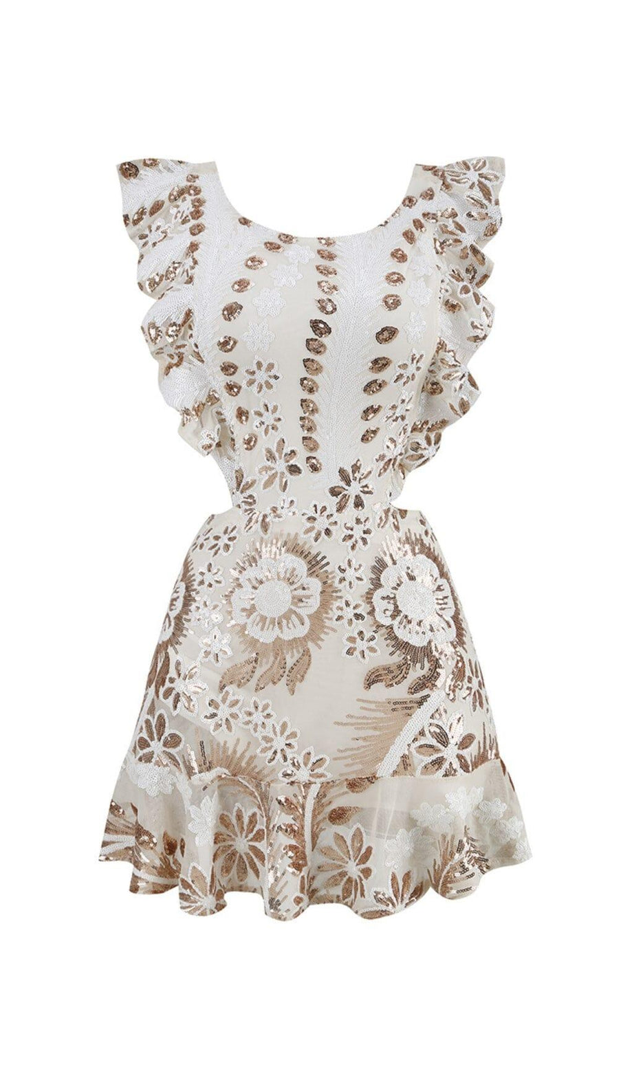 FLORAL LACE MINI DRESS IN WHITE