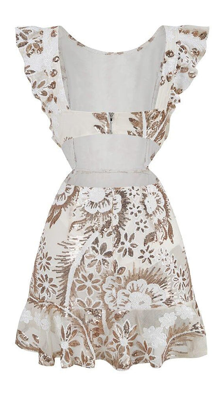 FLORAL LACE MINI DRESS IN WHITE