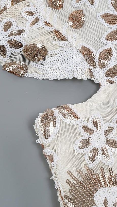 FLORAL LACE MINI DRESS IN WHITE