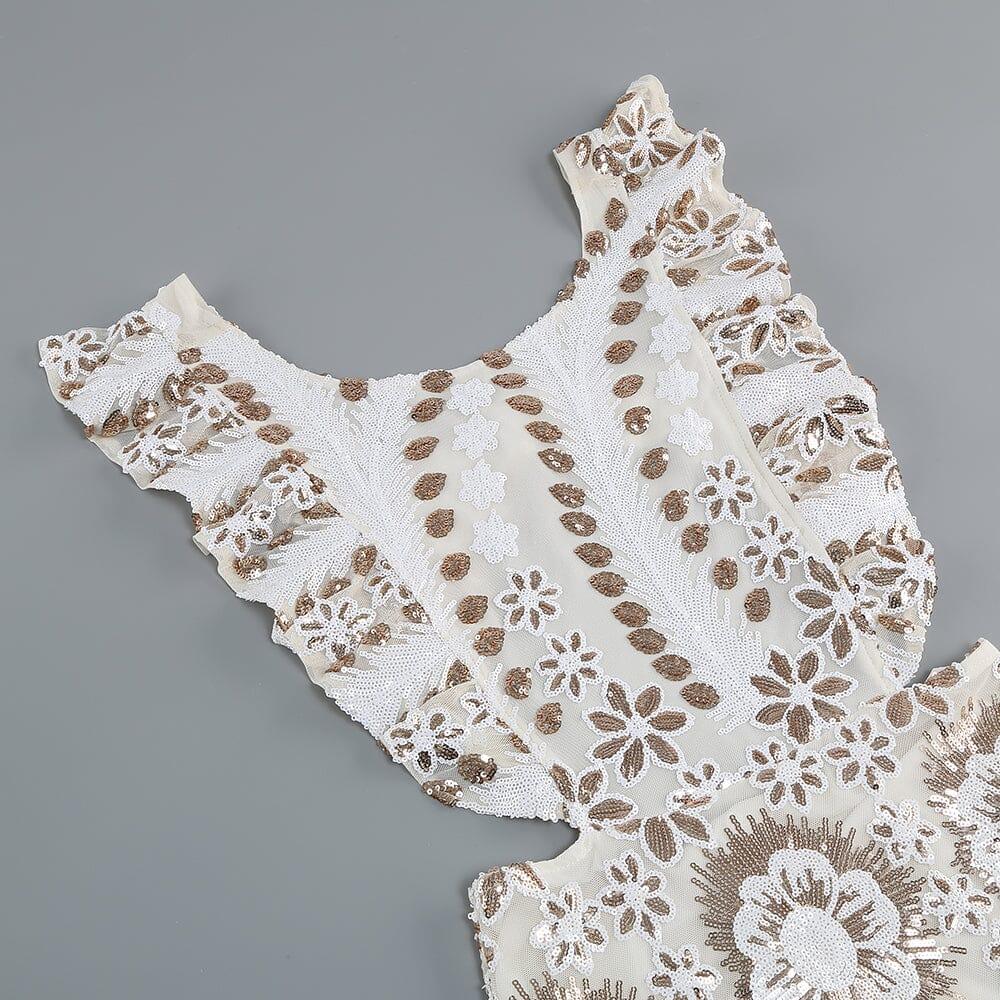 AIIZIE FLORAL LACE MINI DRESS IN WHITE - product image