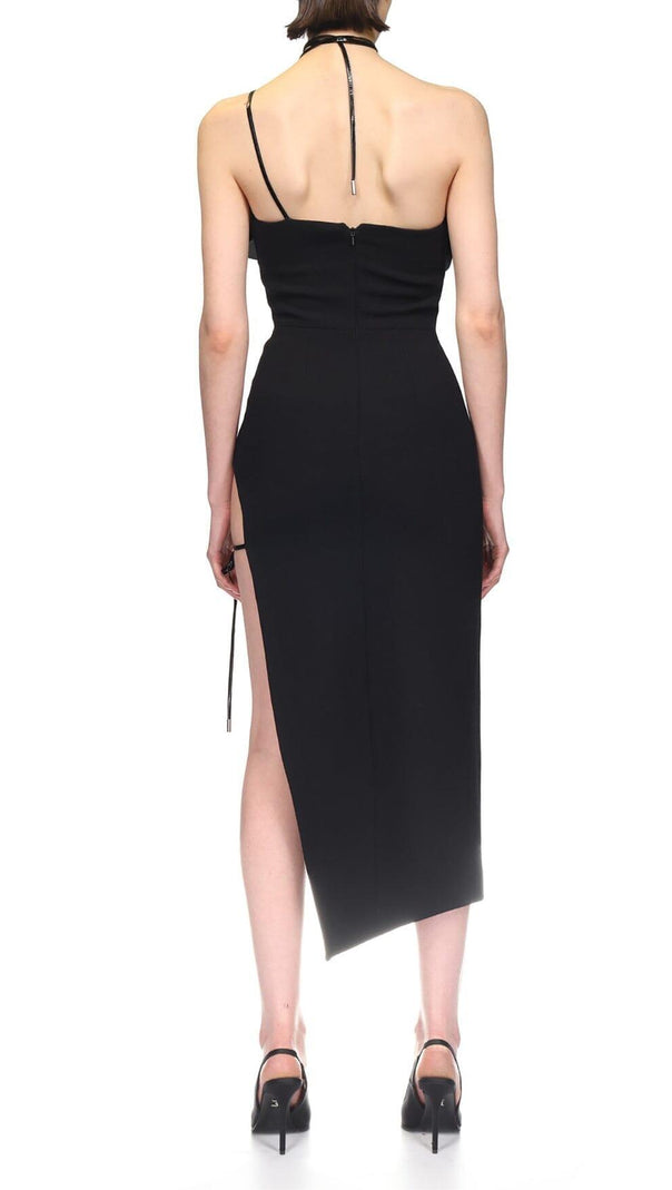 AIIZIE FLOWER SLEEVELESS WOOL CREP MIDI DRESS IN BLACK - product image