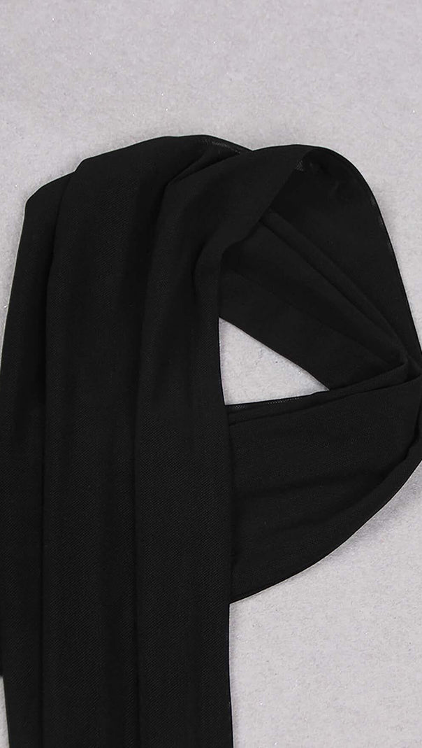 AIIZIE FLOWER SLEEVELESS WOOL CREP MIDI DRESS IN BLACK - product image
