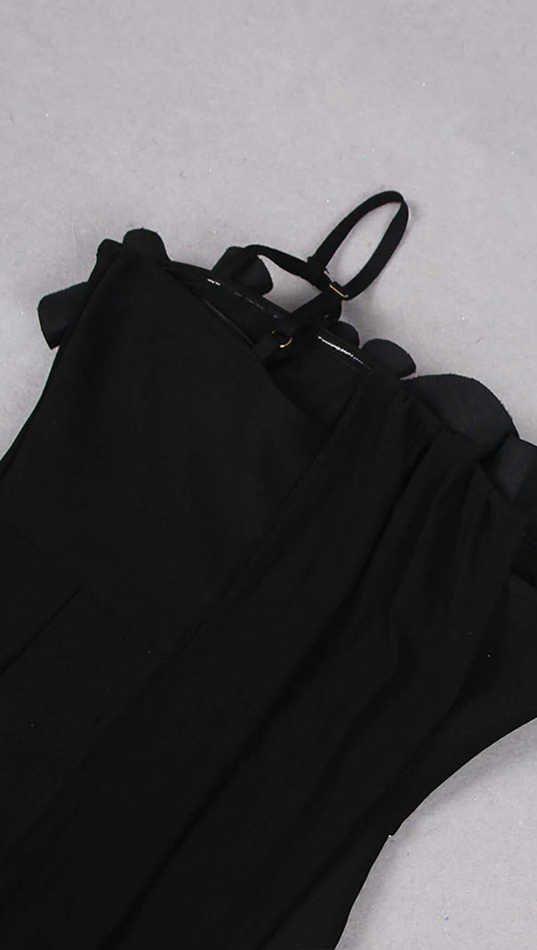 AIIZIE FLOWER SLEEVELESS WOOL CREP MIDI DRESS IN BLACK - product image