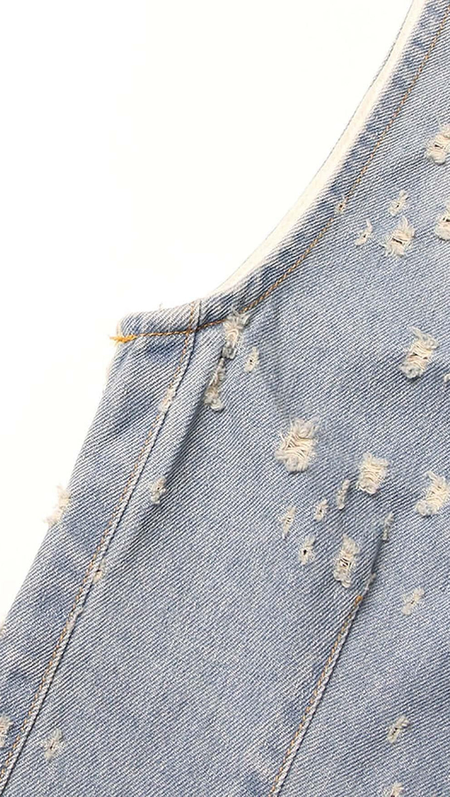 FRAYED DENIM MINI DRESS