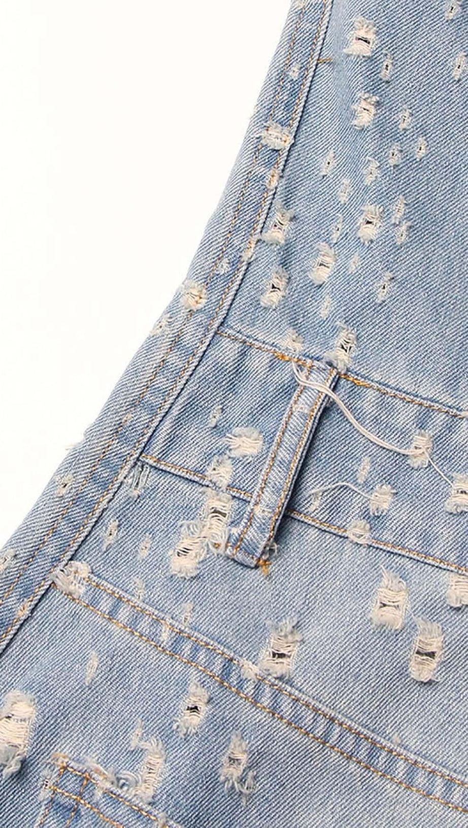 FRAYED DENIM MINI DRESS