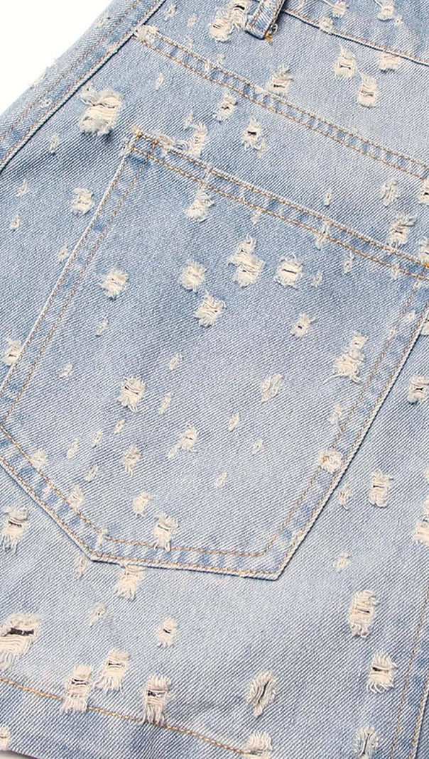 AIIZIE FRAYED DENIM MINI DRESS - product image