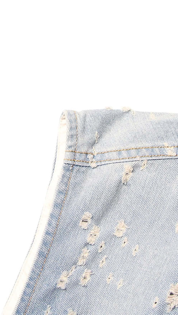 AIIZIE FRAYED DENIM MINI DRESS - product image