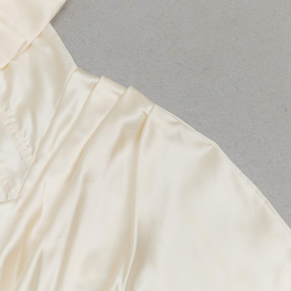 AIIZIE SOLID COLOR ONE-SHOULDER STRAPLESS PLEATED SILK HIP-HUGGING DRESS - product image