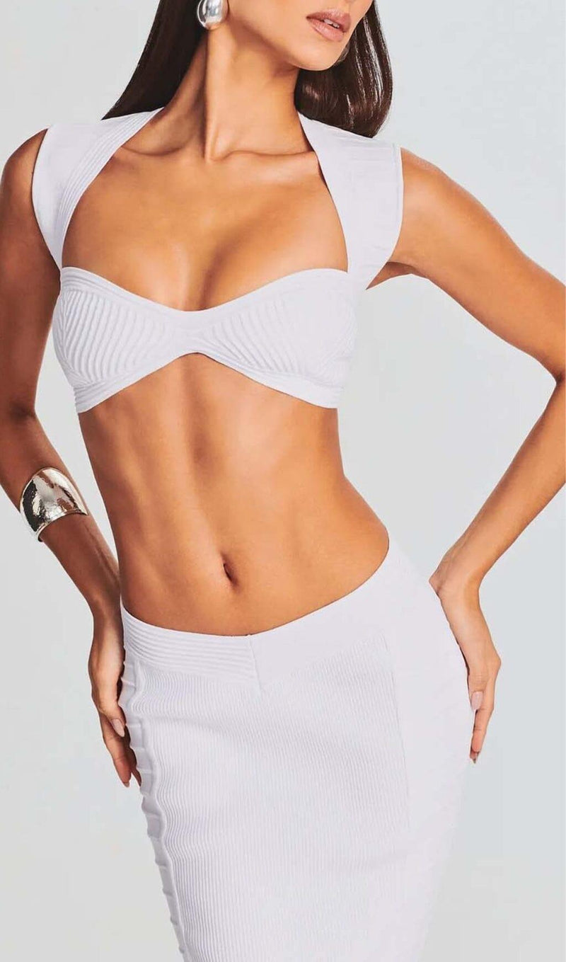 FRONT CUT-OUT BANDAGE TWO-PIECE IN IVORY