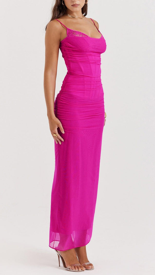 AIIZIE FUCHSIA CORSET MAXI DRESS - product image