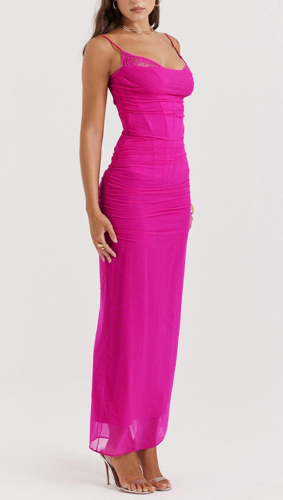 FUCHSIA CORSET MAXI DRESS