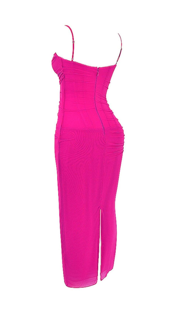 AIIZIE FUCHSIA CORSET MAXI DRESS - product image