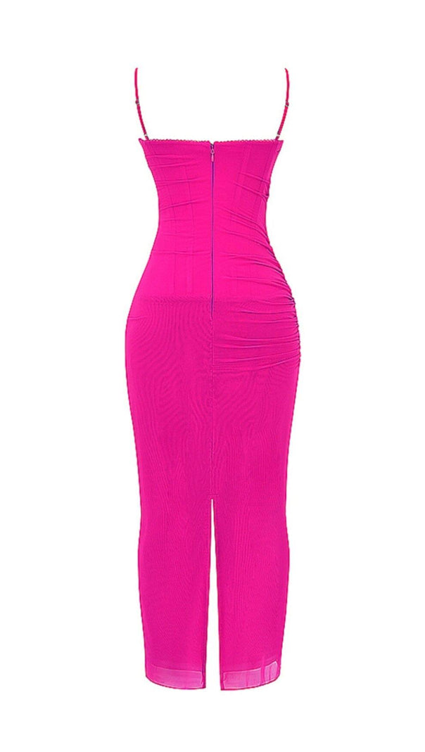 AIIZIE FUCHSIA CORSET MAXI DRESS - product image