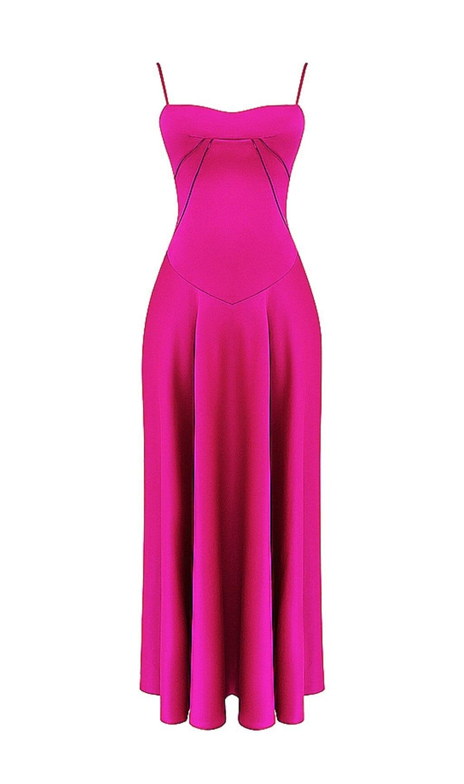 ABITO LUNGO FUCSIA CON ALLACCI