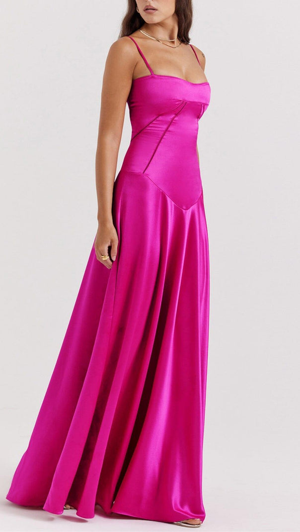 AIIZIE FUCHSIA LACE UP MAXI DRESS - product image