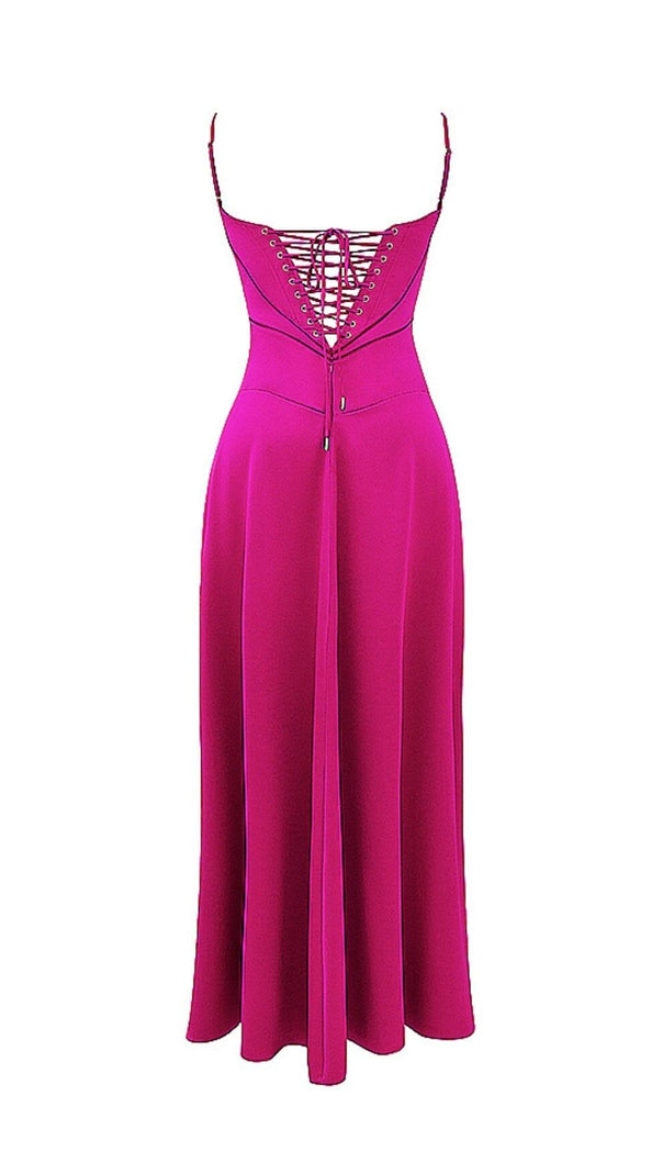 Fuchsia Lace Up Maxi Dress