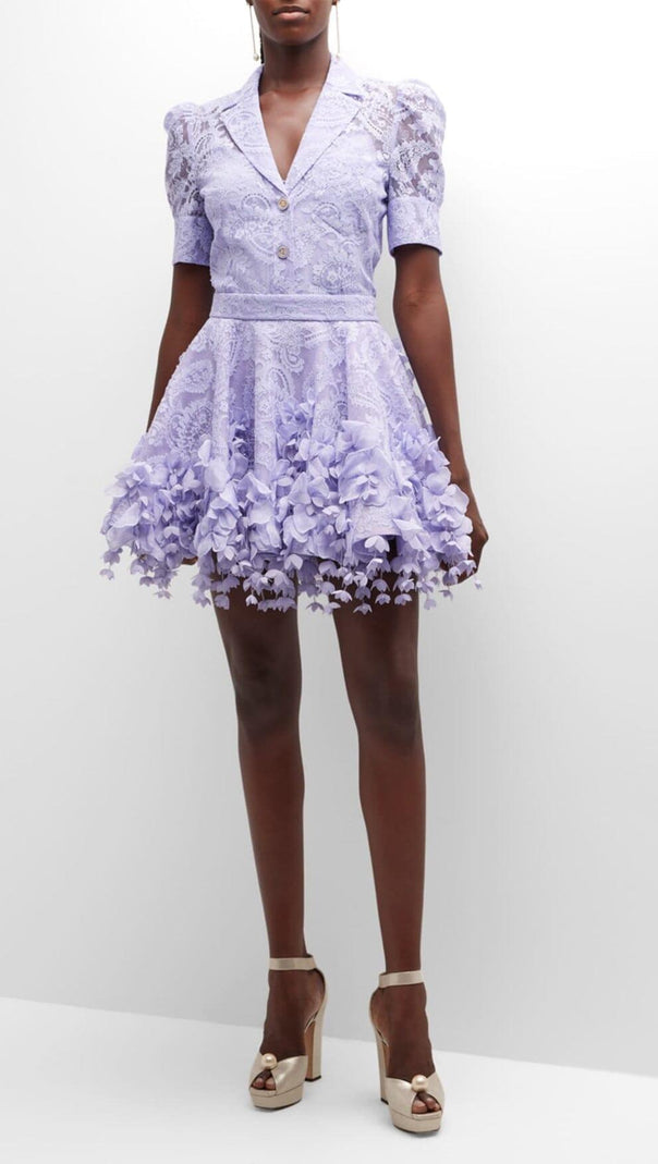 AIIZIE HIGH TIDE LACE SHIRT AND FLIP MINI SKIRT IN PURPLE - product image